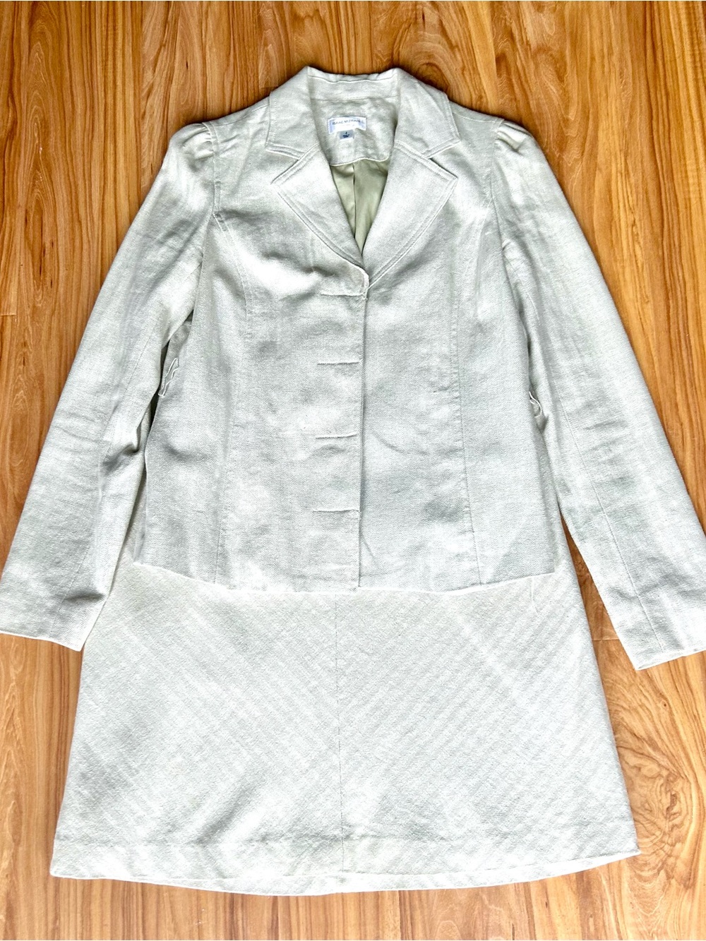 Isaac Mizrahi Cream & Celery Blazer and Skirt